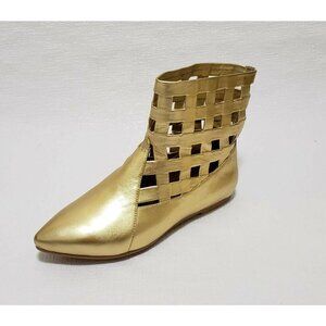 Jeffrey Campbell  Bueller Metallic Gold Fashion Leather Ankle Booties Size US 7